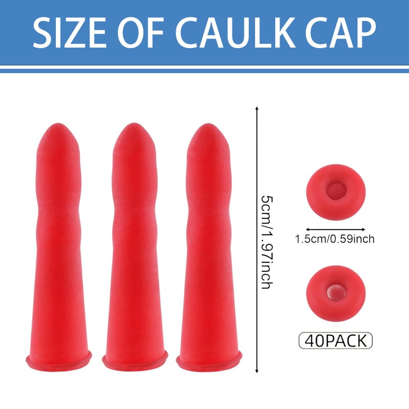 KAEZDD 40 Pcs Caulk Caps, Reusable Saving Cap, Caulking Tool Accessory, Caulk Sealer Saver for Open Caulking Tube Sealing and Preserving, with Storage Box for Easy Storage - Image 2